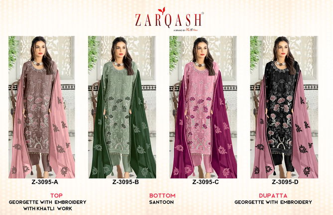 Z 3095 Zarqash Embroidery Georgette Pakistani Suits Exporters In India